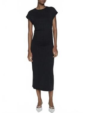 Mango 100% cotton Draped Dress Charcoal Size 4 / Small